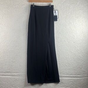 NWT Adrianna Papell Womens Black Stretch High Slit Maxi Skirt Size 4